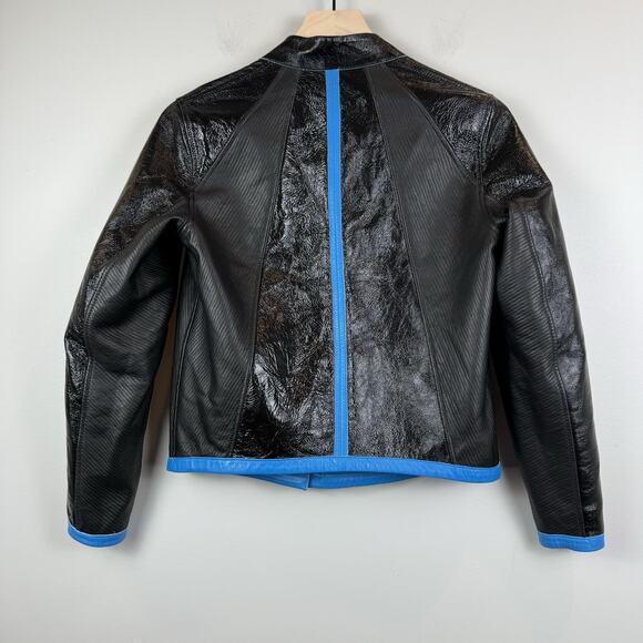 Helmut Lang Reversible Dual Leather Biker Jacket P XS Blue Black Grunge Zip Edge - Picture 8 of 16